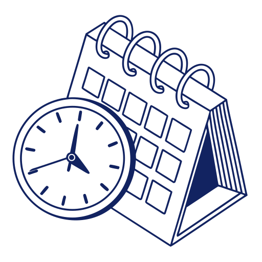 Minimalist logo combining calendar and clock, generated as vector SVG with Recraft V3