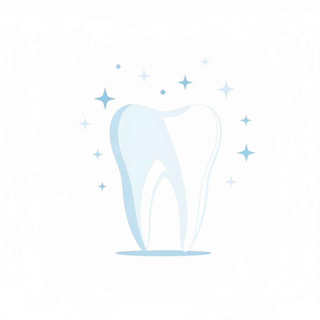 Same minimalist tooth with sparkles added around it, generated via Gemini Nano-Banana using the first image as reference